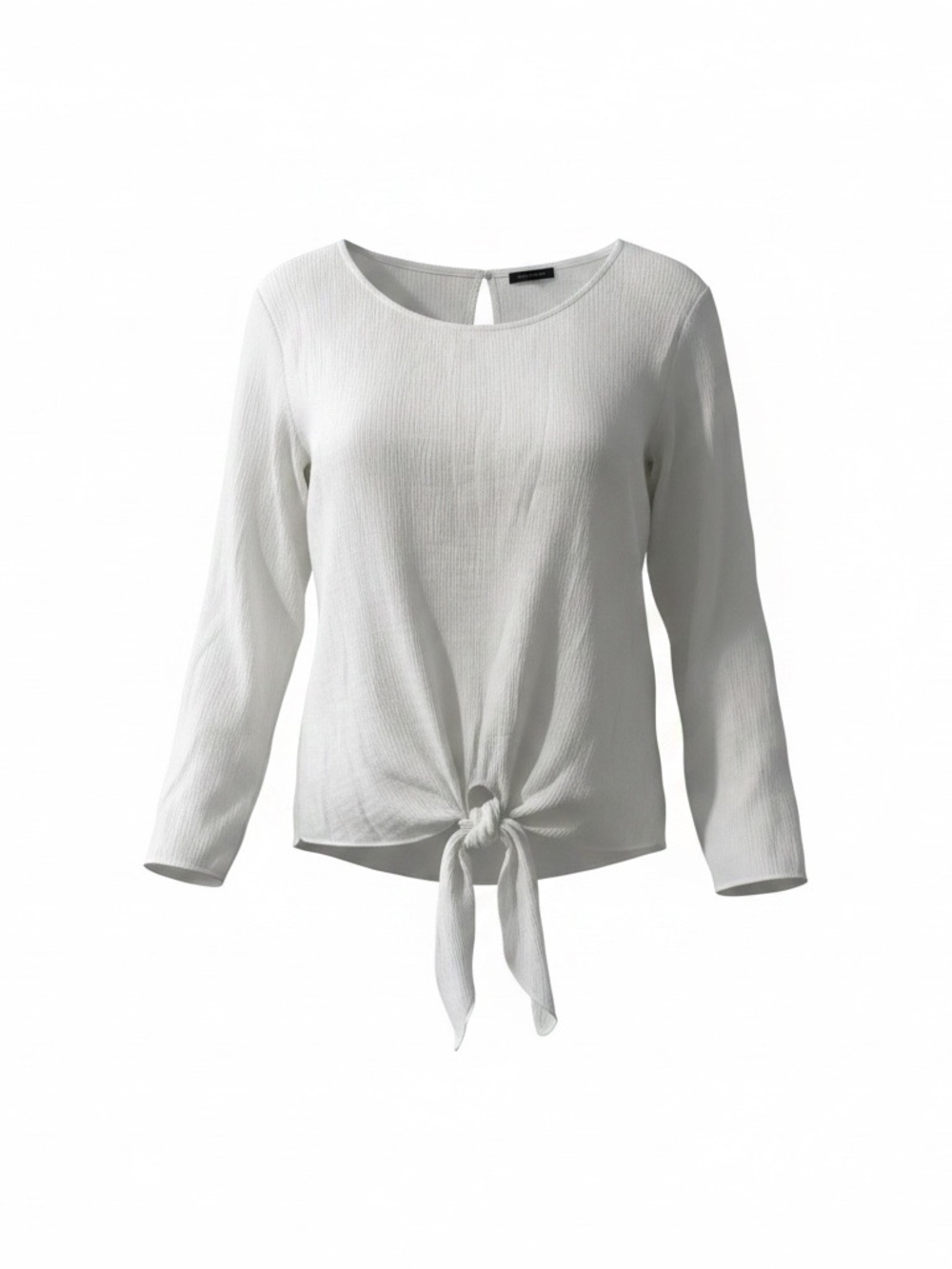 Ann Taylor White Tie-Front Long Sleeve Blouse